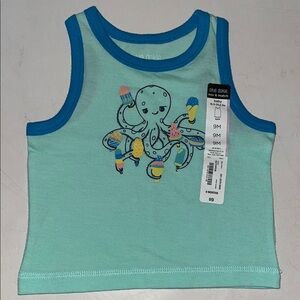 Kids Aqua Tank Top with Octopus Print